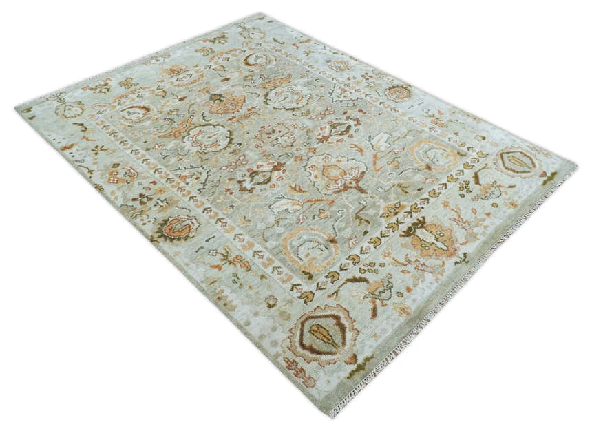 Hand Knotted Antique Peach and Beige Traditional Oushak Custom Made Wool Area Rug