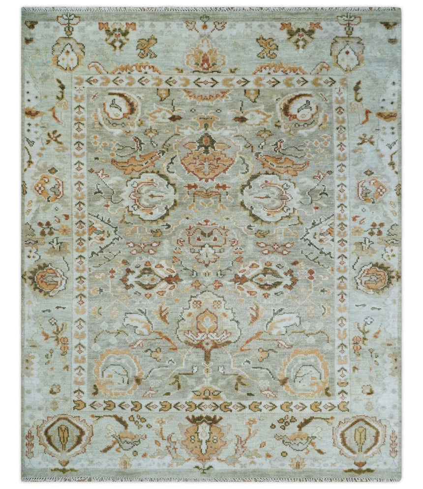 Hand Knotted Antique Peach and Beige Traditional Oushak Custom Made Wool Area Rug
