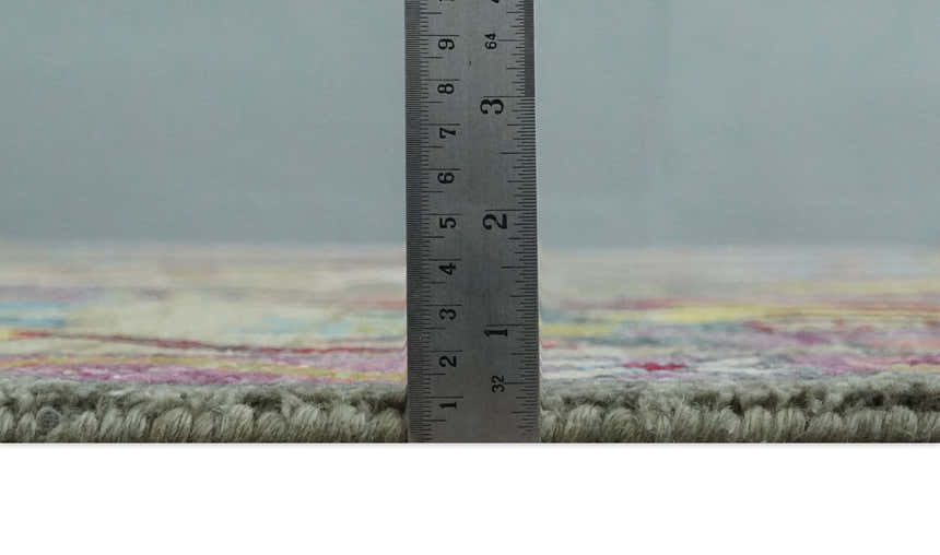 Gray and Olive Wool Colorful Hand knotted Traditional Oushak Multi Size wool Area Rug