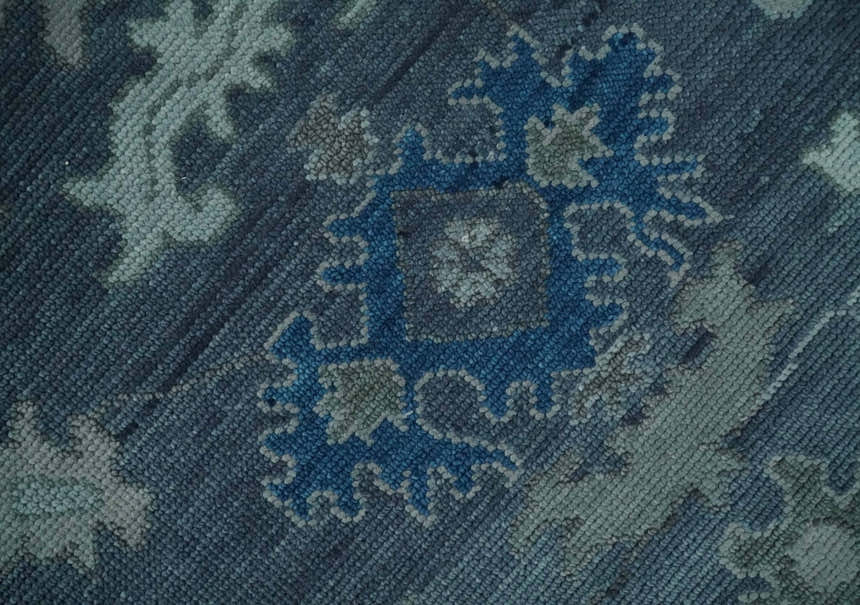 Hand Knotted Gray and Silver Traditional Multi Size Oushak Wool Rug