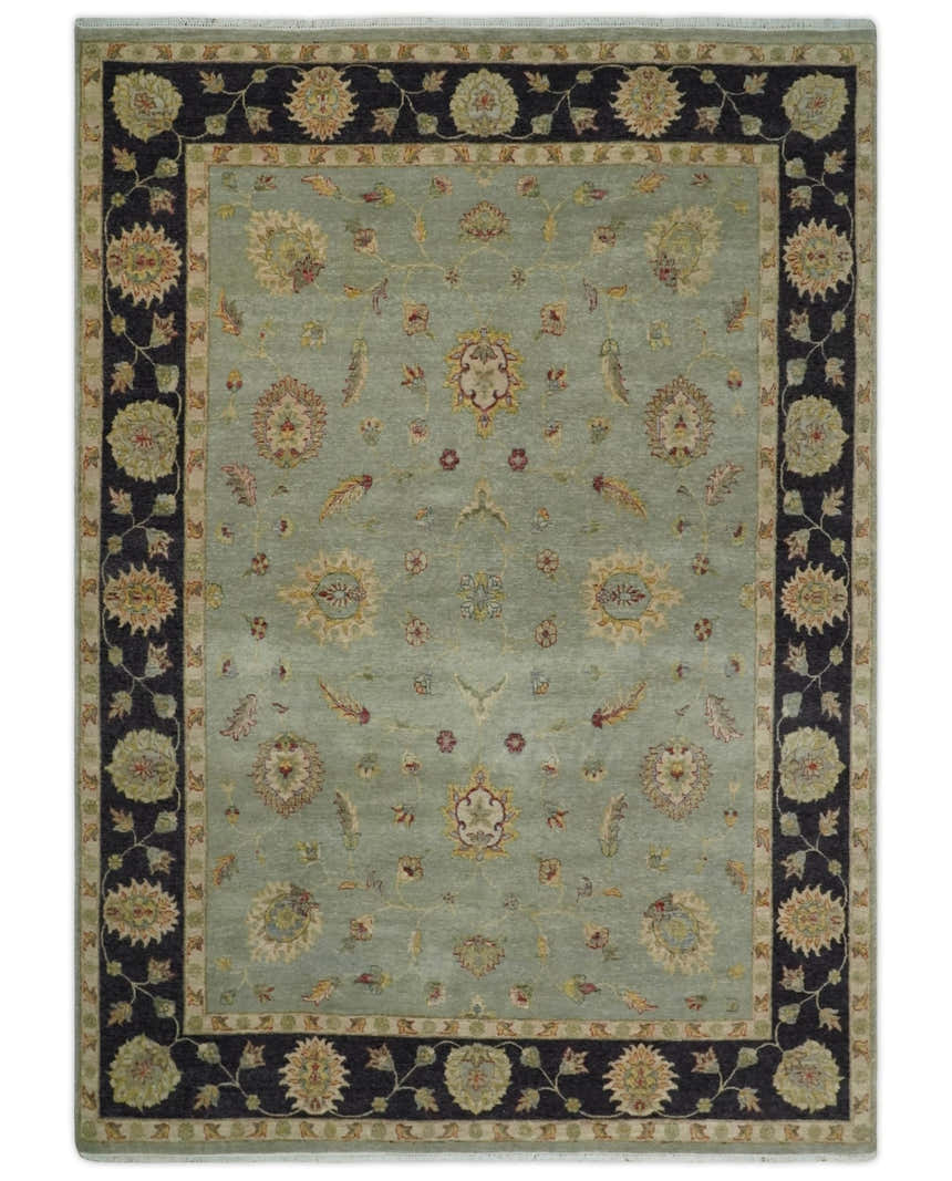 8x10 Fine Hand Knotted Silver and Black Muted Antique Traditional Vintage Persian Wool Rug | AGR45