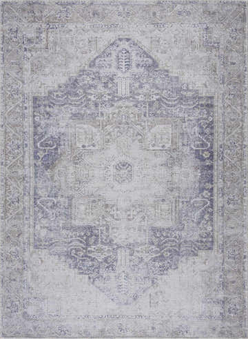 Close-up of the Olive Rosman area rug. Cream rug with dark blue, navy, and olive traditional pattern. Design-Rectangle-5373