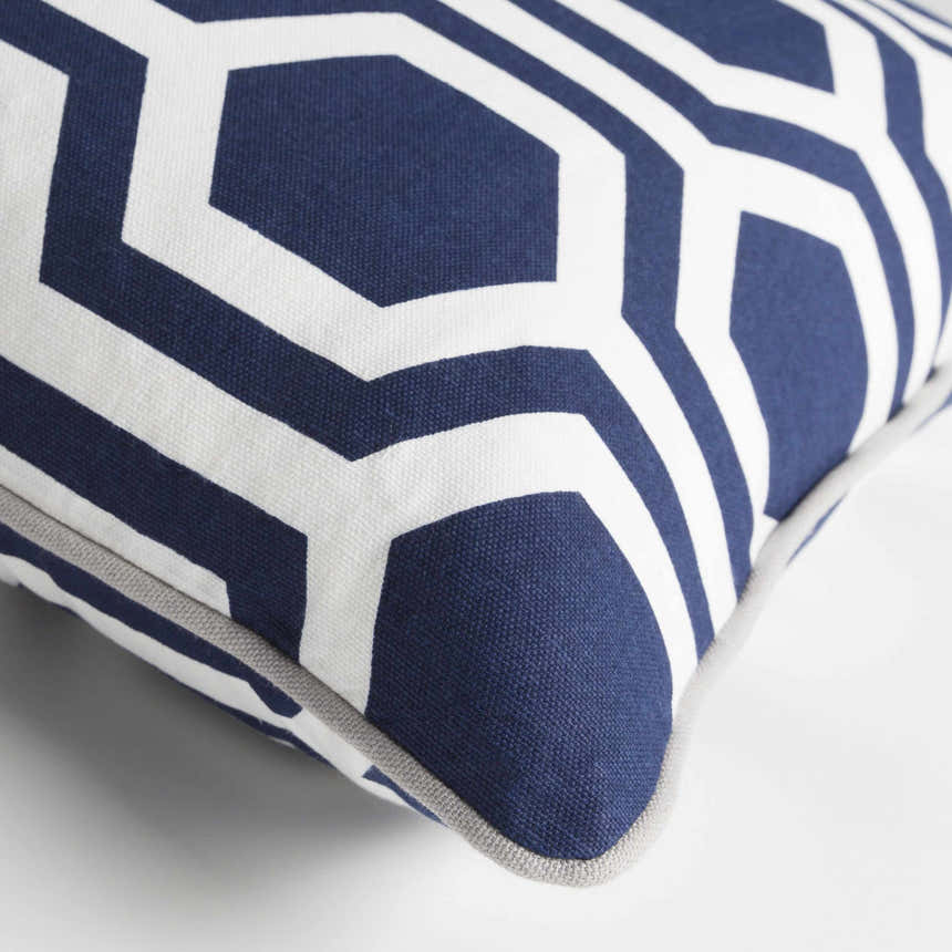 Ashuelot Navy Hexagon Pattern Accent Pillow - Clearance
