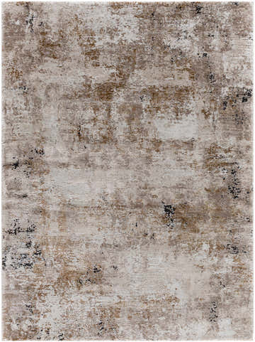 Close-up of a Weeko Luxe area rug. Abstract design in ivory, tan, peach, dark red, and black. Machine woven texture. Design-Rectangle-537