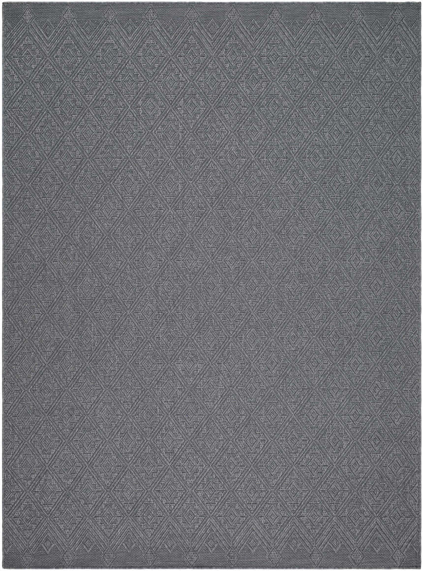 Close-up of the Bandit Gray Area Rug showcasing its diamond pattern and woven texture. Design-Rectangle-537
