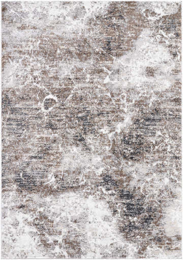 Close-up of the Britta Area Rug, a contemporary rug in shades of ivory, light gray, brown, and black. Abstract pattern. Design-Rectangle-5373
