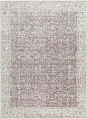 Detailed view of the Spokane Dark Brown Area Rug, a traditional design with cream, brown, and red floral patterns. Design-Rectangle-527