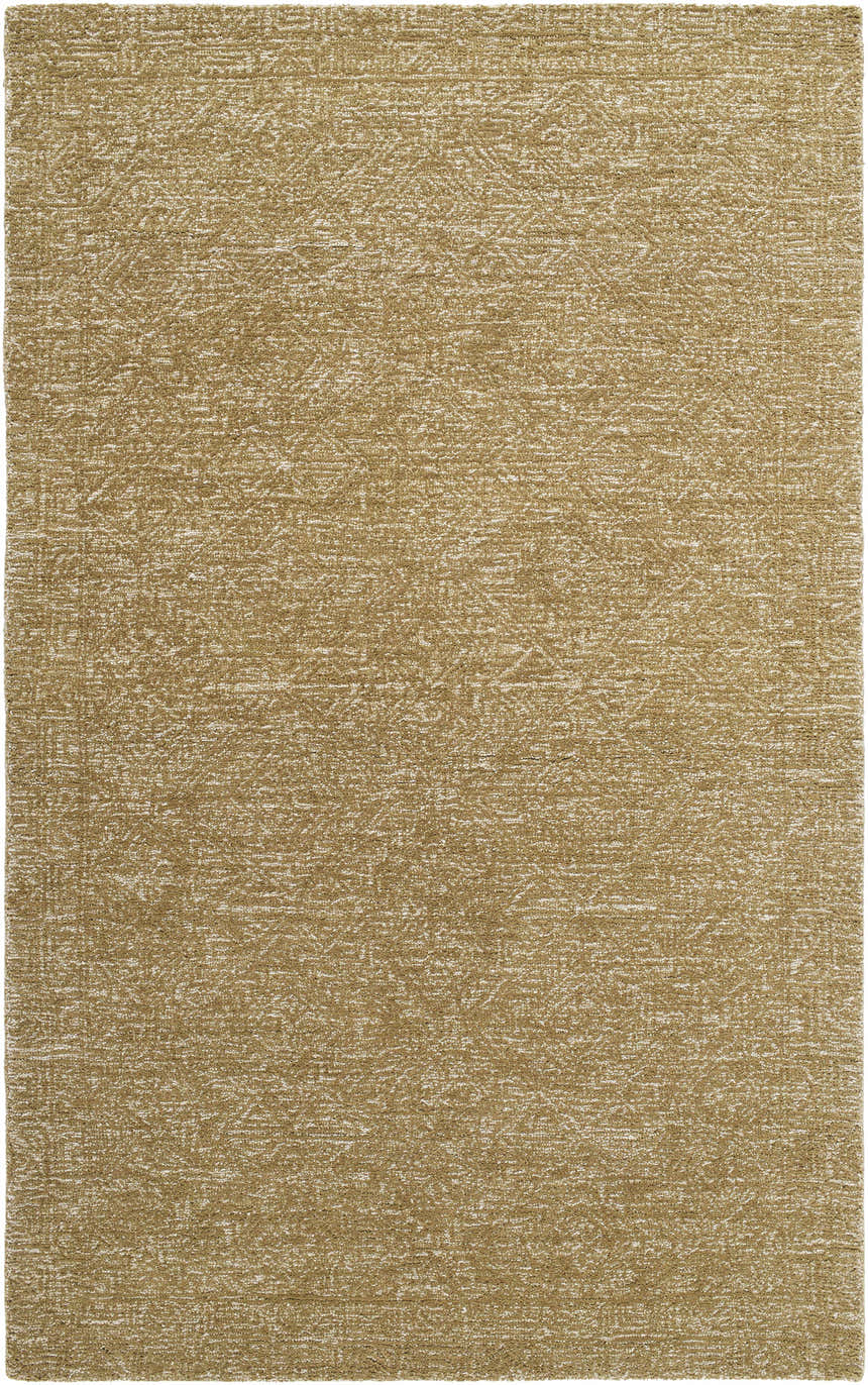 Close-up of the Balder Dark Brown Area Rug. Hand-tufted wool rug in dark brown, prairie dust, and light wood tones. Design-Rectangle-576