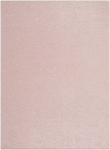 Close-up of the Breena Blush Washable Area Rug. The rug has a subtle woven texture in a soft blush pink color. Design-Rectangle-57
