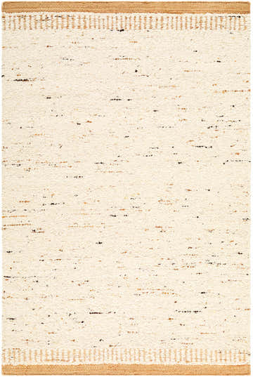 Close-up of the hand woven Andrey Beige Area Rug, featuring beige, charcoal, and light brown tones. Design-Rectangle-576