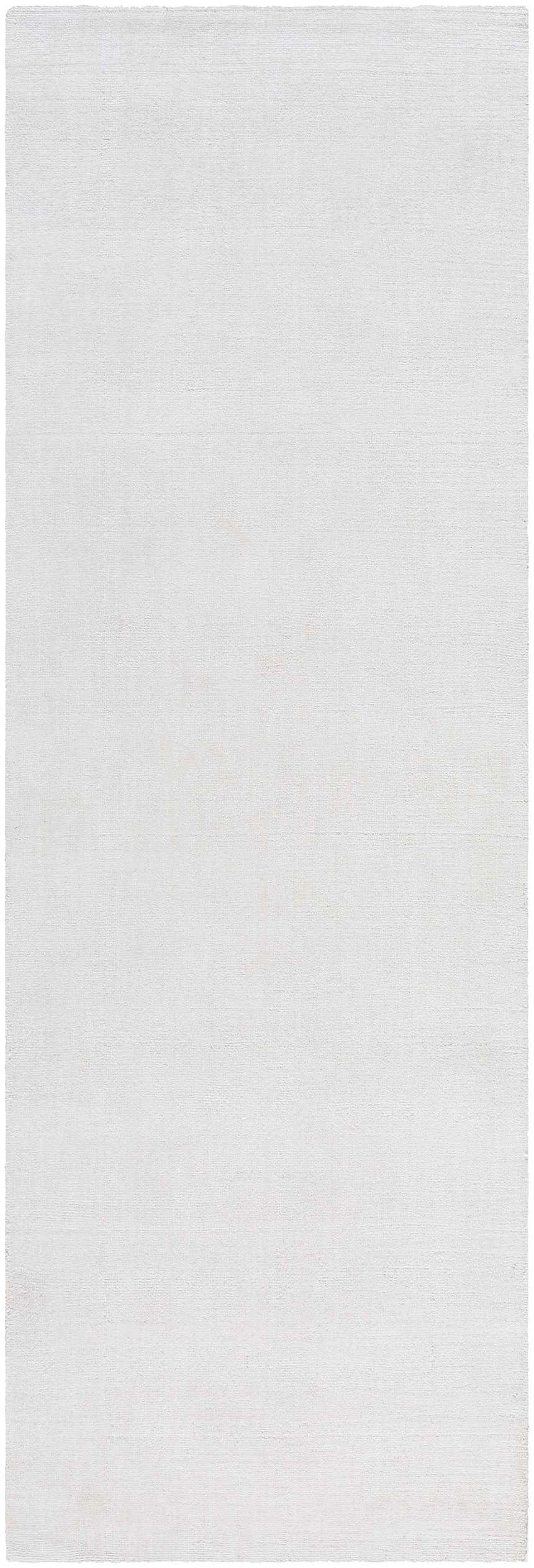Close-up of the hand-loomed Brownsdale Area Rug. White polyester rug with subtle striped texture. Contemporary style. Design-Runner-268