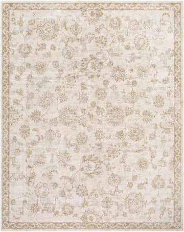 Close-up of the Chyron Cream Area Rug, featuring a traditional floral pattern in cream, tan, and light brown hues. Design-Rectangle-710102
