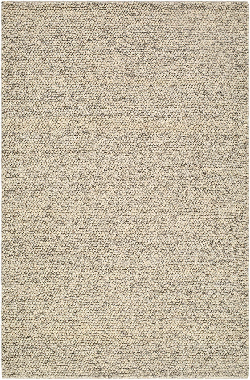 Close-up of the hand-woven Clayne Beige & Charcoal Premium Wool Area Rug, showing its textured, looped wool design. Design-Rectangle-576