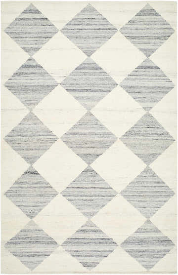 Close-up of the Andrin Light Gray Area Rug. Beige and light gray checkered pattern, hand woven jute and wool texture. Design-Rectangle-576