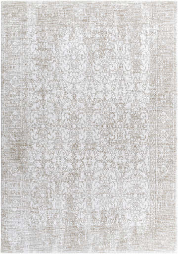 Close-up of the Cailyn Area Rug - Vivir x Livabliss. Beige and off-white traditional floral pattern. Design-Rectangle-6796