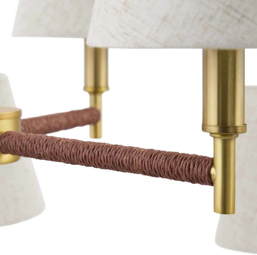 Beige Modern Chandelier with linen details for dining or living rooms