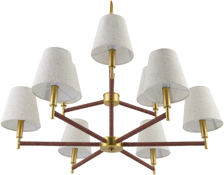 Beige Modern Chandelier with linen details for dining or living rooms