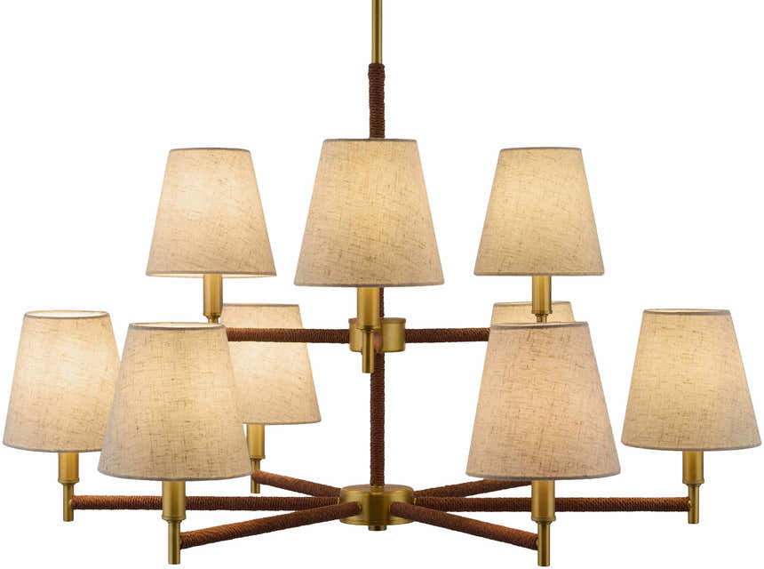 Beige Modern Chandelier with linen details for dining or living rooms