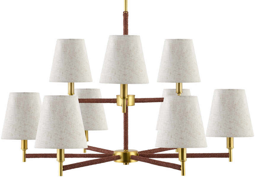 Beige Modern Chandelier with linen details for dining or living rooms