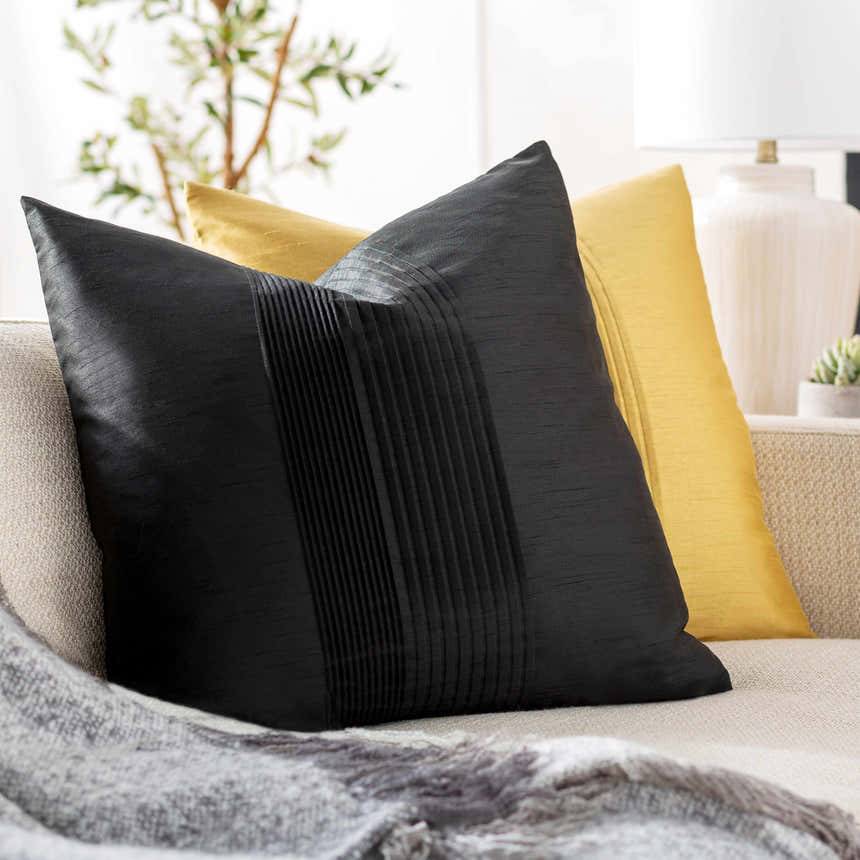 Compton Black Square Throw Pillow - Clearance