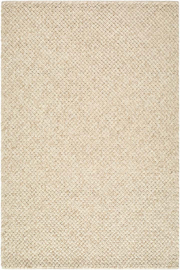 Close-up of the Rowue Ivory Solid Area Rug. Hand-woven wool rug with a subtle basket weave texture. Farmhouse style. Design-Rectangle-576
