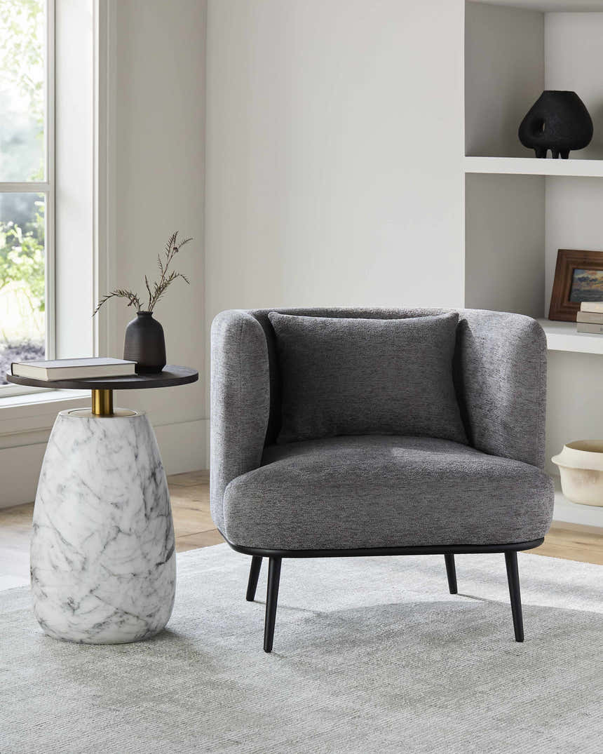 Courtisols Modern Curved Gray Accent Chair - Clearance