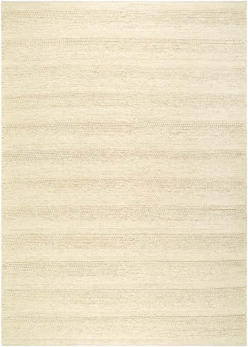Close-up of the Clarke Beige Textured Wool Rug showing the hand woven detail and neutral color. Design-Rectangle