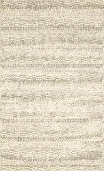 Close-up of the Clarke Textured Braided Stripe Rug in dark beige. Hand-woven wool rug with a subtle striped pattern. Design-Rectangle