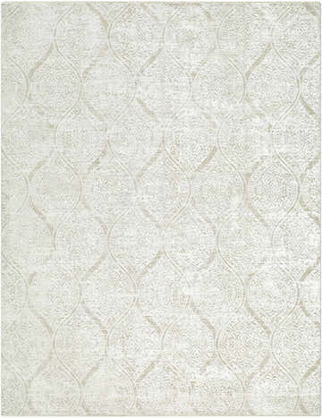 Close-up of the Chinue Area Rug, a contemporary rug with a subtle trellis pattern in ivory and beige. Design-Rectangle-710102