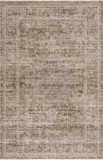 Close-up of the Aistys Washable Area Rug, showcasing its beige, traditional vintage pattern and soft texture. Design-Rectangle-5371