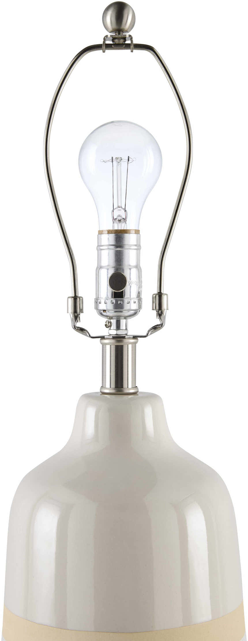 Light Gray Bohemian Table Lamp with global details for bedside or console tables