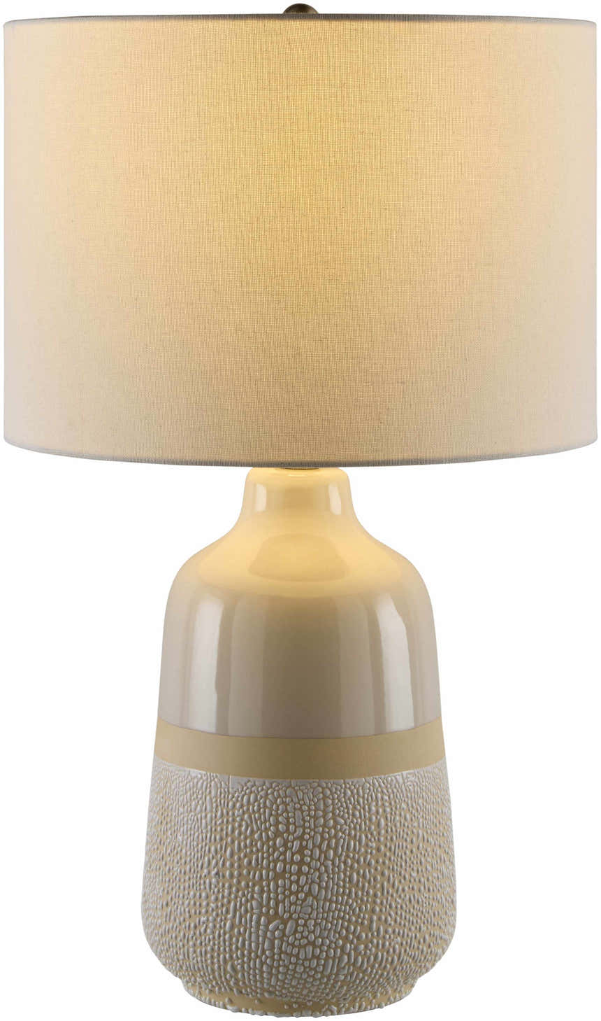 Light Gray Bohemian Table Lamp with global details for bedside or console tables