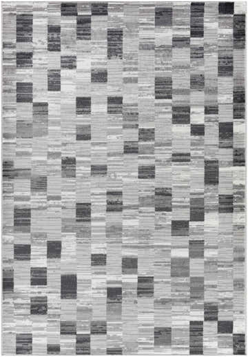 Close-up of Alagan Medium Gray Area Rug. Contemporary design with light silver, sage, and silver gray tones. Design-Rectangle-5373