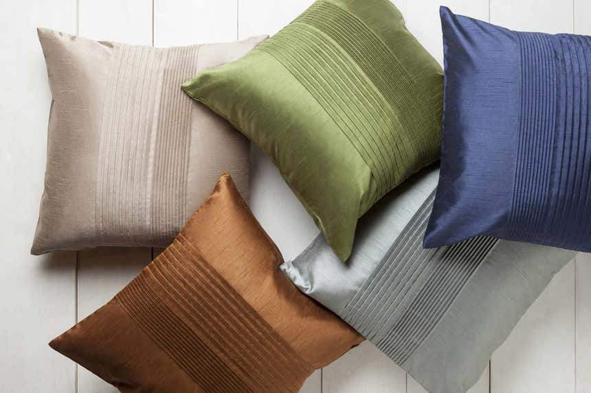 Early Green Pleated Satin Throw Pillow - Clearance