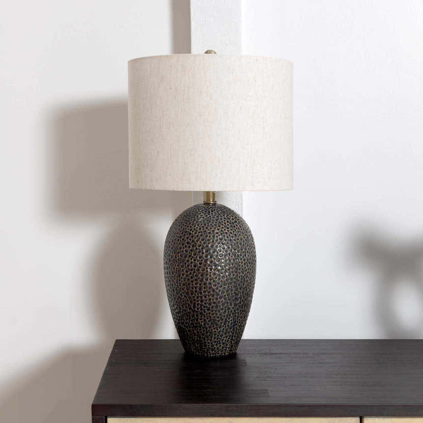 Emet Ribbed Glass Brass Table Lamp - Clearance