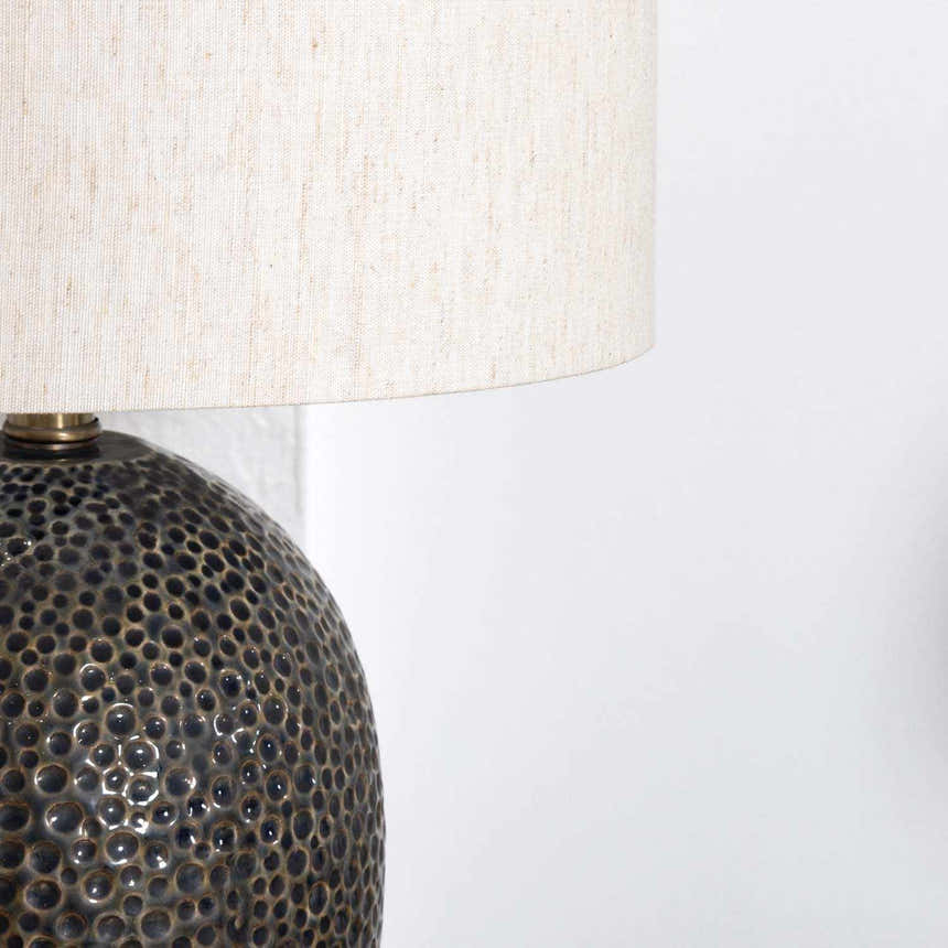 Emet Ribbed Glass Brass Table Lamp - Clearance