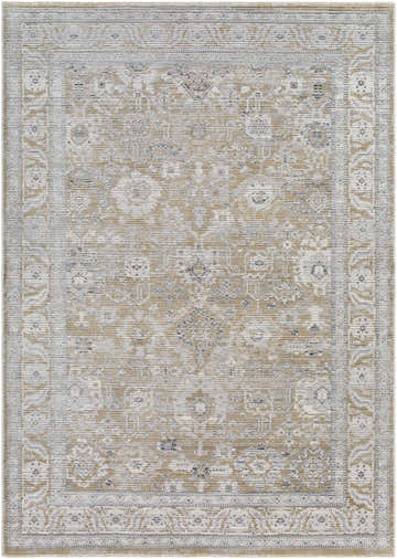 Detailed view of the Alexia Light Gray Area Rug with traditional floral and geometric pattern. Design-Rectangle-679