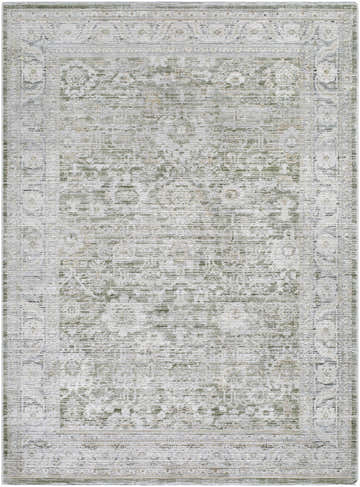 Close-up of the Alexia Charcoal Area Rug, a machine-woven rug with a traditional charcoal, gray, and light gray pattern. Design-Rectangle-537