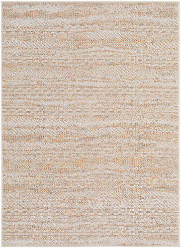 Close-up of the Alezae Beige Area Rug, a machine-woven rug with a subtle geometric pattern in beige, ivory, tan, and taupe. Design-Rectangle-57