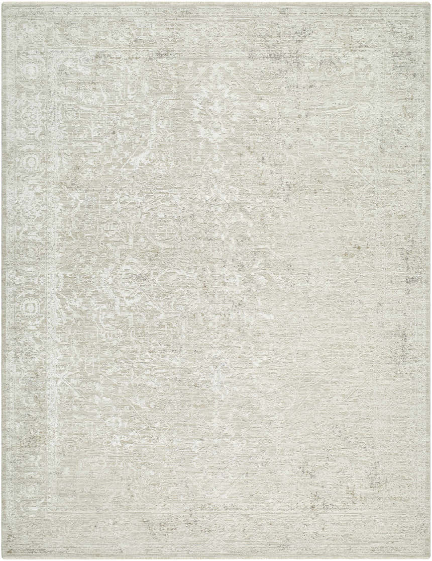 Close-up of the Antoan Cream Area Rug, showcasing its subtle traditional pattern and soft, neutral color palette. Design-Rectangle-710102
