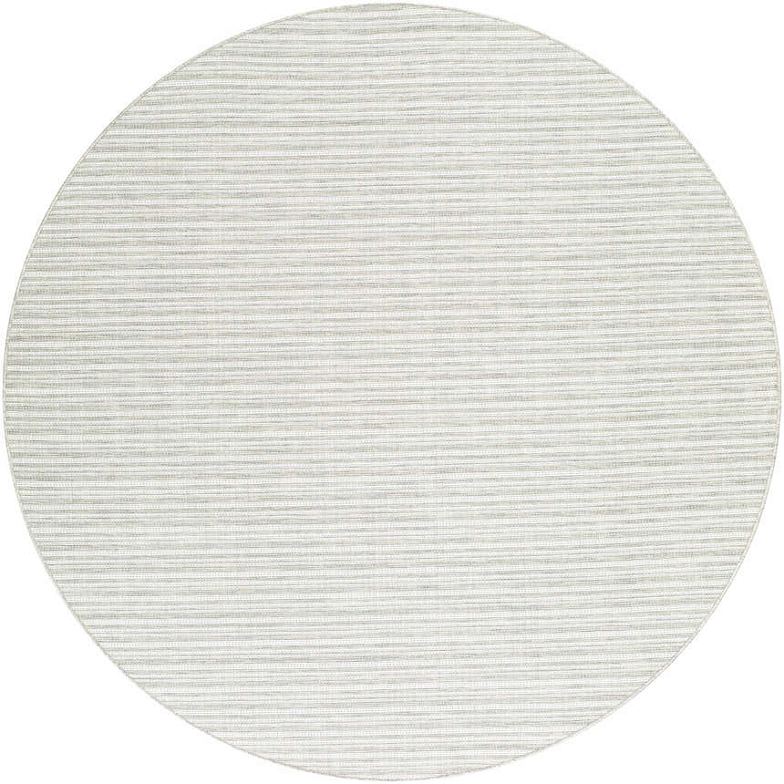Round Greg Area Rug in lambswool, multi-brown, nutmeg, and smoke colors with a contemporary horizontal stripe pattern. Design-Round-7