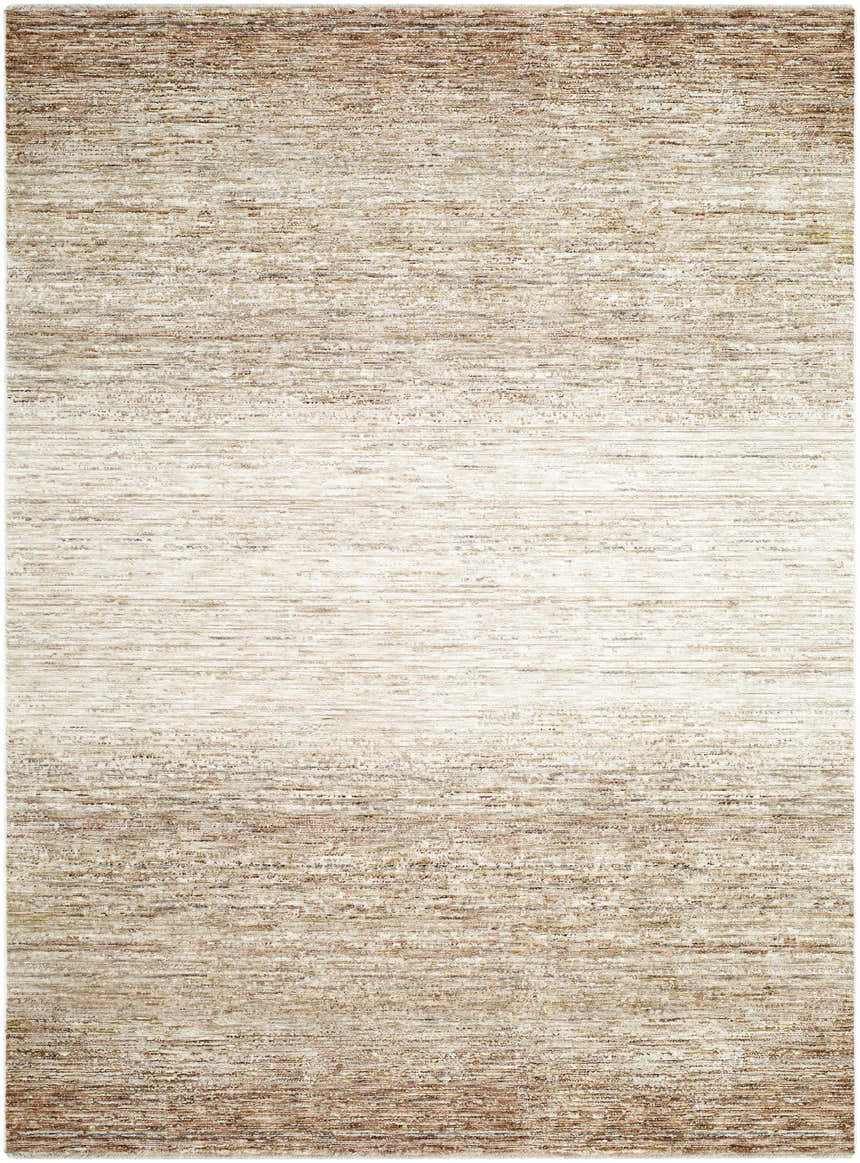 Close-up of the Amaury Area Rug. Cream, dark brown, and medium gray hues create a traditional, farmhouse style. Design-Rectangle-537