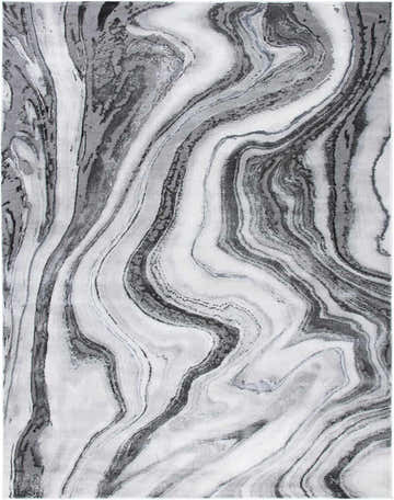 Close-up of the Itotia Marble Green Area Rug, featuring a swirling marble pattern in green, gray, off-white, and silver. Design-Rectangle