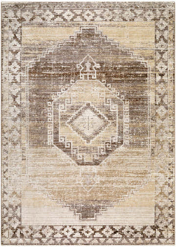 Close-up of the Kailey Light Gray Area Rug featuring a traditional diamond pattern in beige, brown, and light gray tones. Design-Rectangle-679
