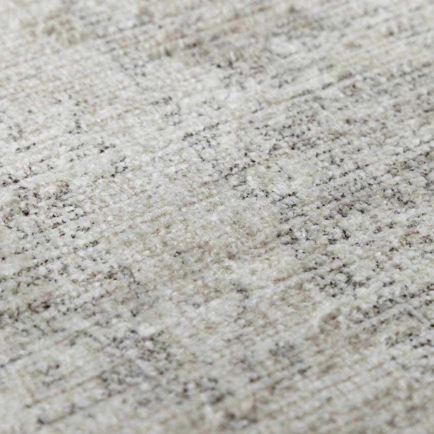 Close-up of the Livabliss x Galey Alix Maria Elena V Vintage Medallion Area Rug, showing its ivory, tan, and brown tones. Texture