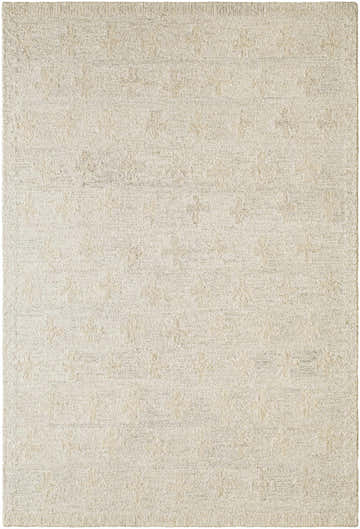 Close-up of the Lotta Peach Modern Wool Area Rug featuring a subtle floral pattern and soft, textured wool. Design-Rectangle-576