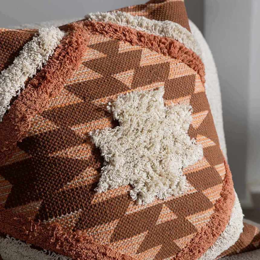 Reeves Orange Diamond Textured Throw Pillow - Clearance