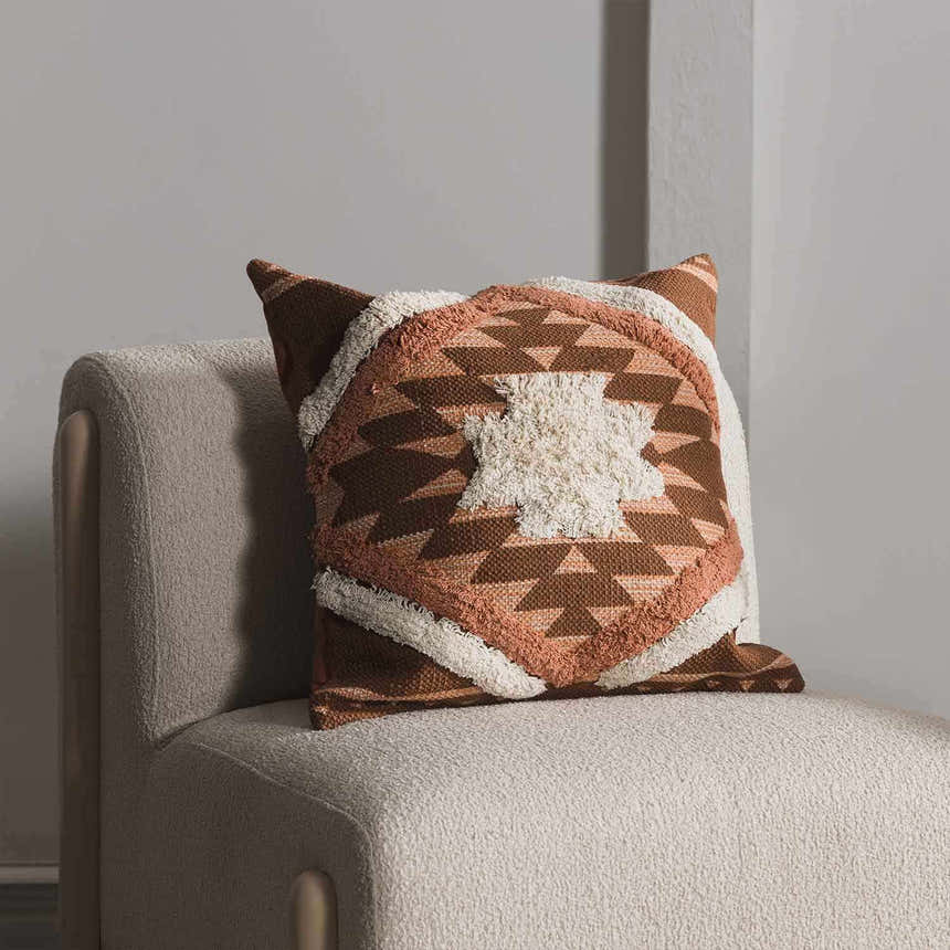 Reeves Orange Diamond Textured Throw Pillow - Clearance