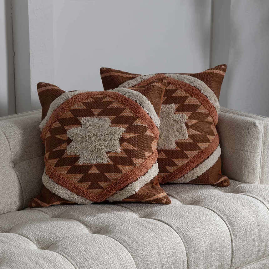 Reeves Orange Diamond Textured Throw Pillow - Clearance