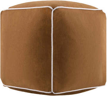 Lusaa Tan Wool Pouf Ottoman